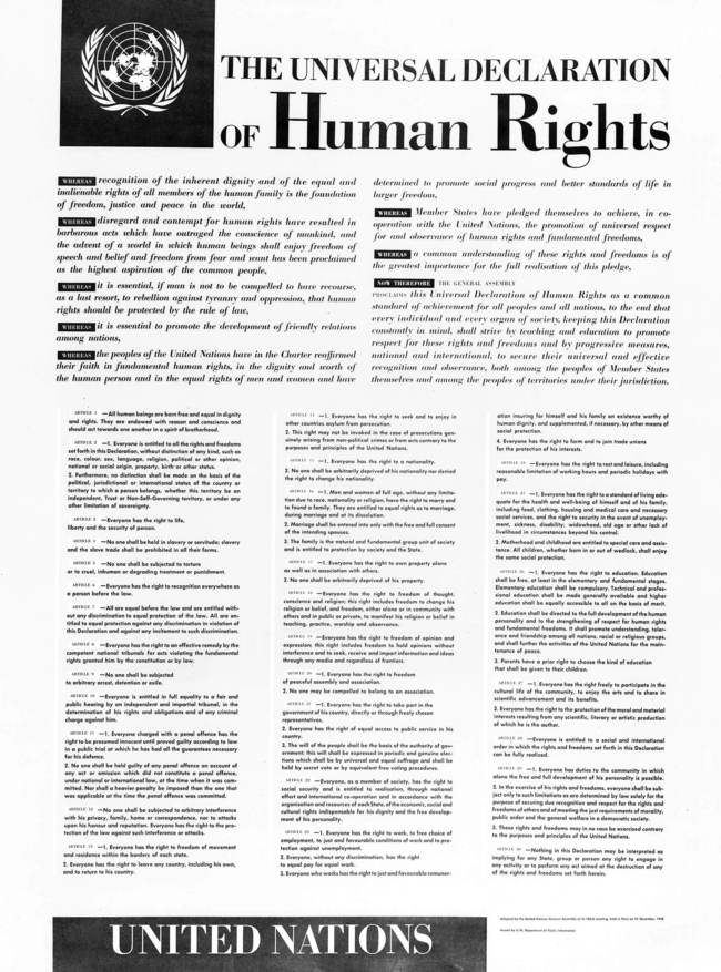 YK:n ihmisoikeusjulistus 70 vuotta - Tänään tulee kuluneeksi 70 vuotta siitä, kun YK:n yleiskokous hyväksyi ihmisoikeuksien yleismaailmallisen julistuksen. Julistus koostuu 30 artiklasta, joissa selitetään yleisellä tasolla, mitä kaikille ihmisille kuuluvat ihmisoikeudet tarkoittavat.

Julistus ei itsessään ole oikeudellisesti sitova, mutta se on pohja, jolle kansainväliset sopimukset ja kansalliset lakipykälät rakentuvat. 