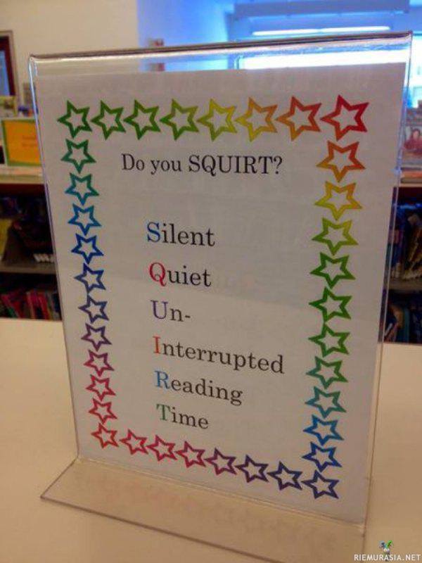 Do you squirt? - Hieman arveluttava teksti kirjastossa