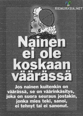 Nainen ei ole koskaan väärässä