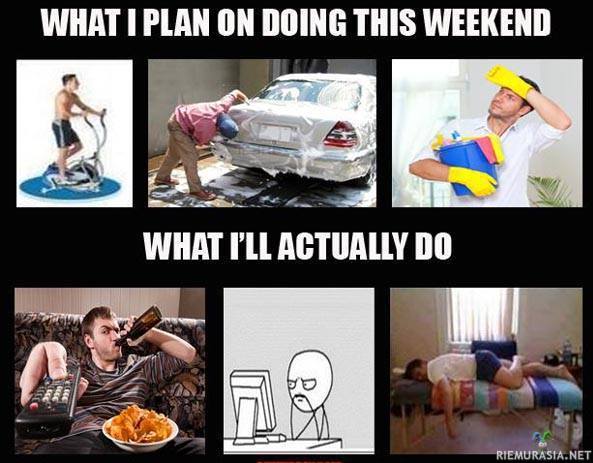 Viikonlopun suunnitelmat - Suunnitelmat vs. todellisuus