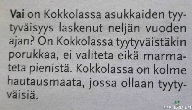 Kokkolassa asuvien tyytyväisyys kasvussa?