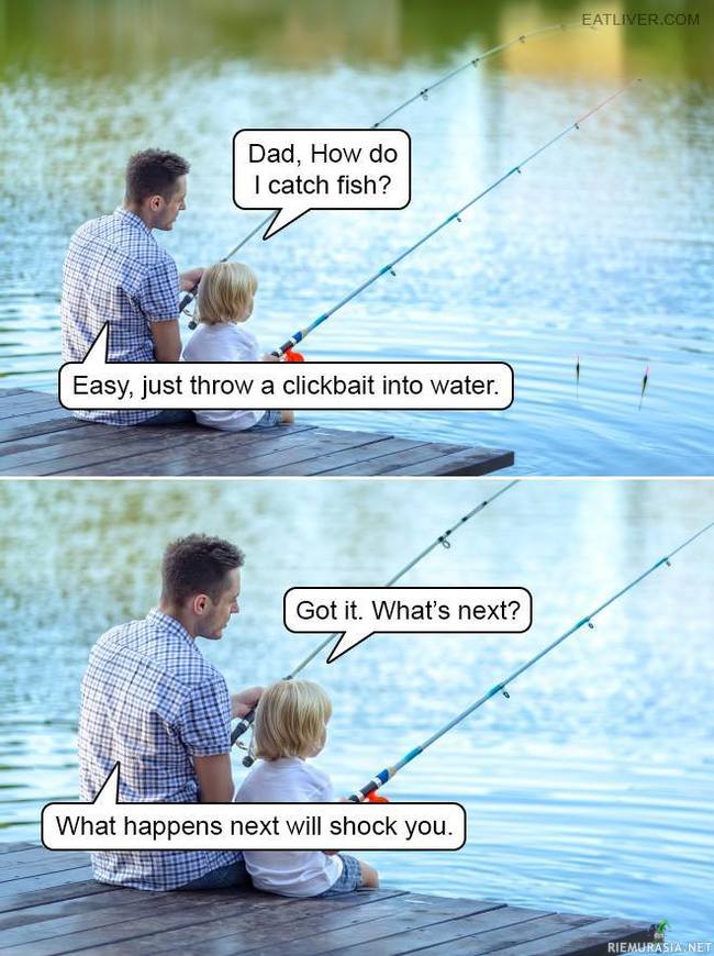 Klikkikalastuksen opetusta pojalle