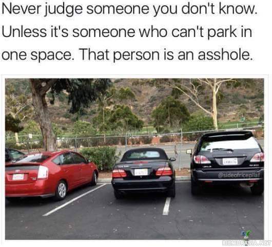 Älä koskaan tuomitse ihmisiä - Paitsi niitä jotka eivät osaa parkkeerata
