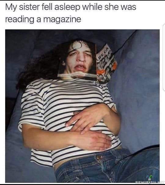 Sisko nukahti lehden kanssa