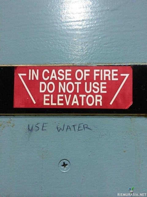 Tulipalon sattuessa - Älä käytä hissiä