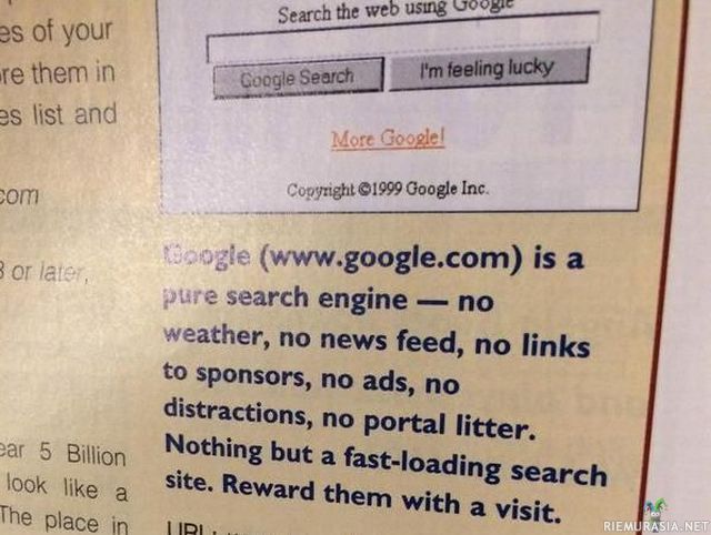 Google vuonna 1999 - Näin ne ajat muuttuu..