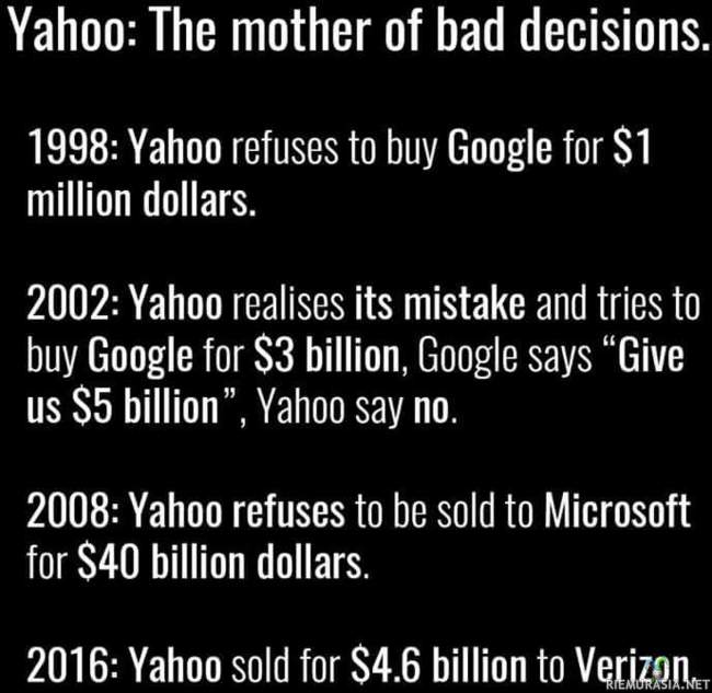 Yahoon huonot diilit - Huonoa tuuria isolla yrityksellä