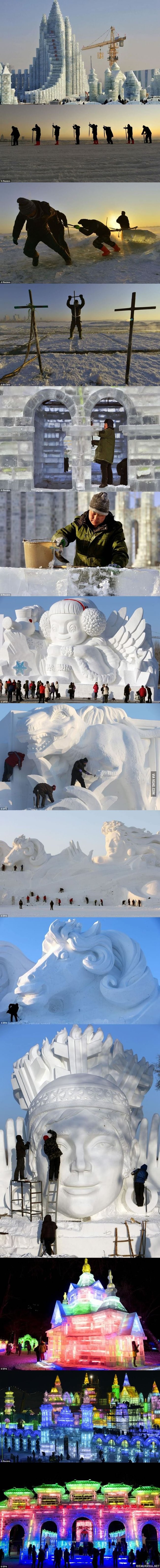 Jääteoksia - Harbin Ice Festival Kiinassa