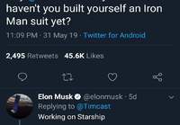 Miksi Elon Musk ei ole tehnyt Iron man pukua