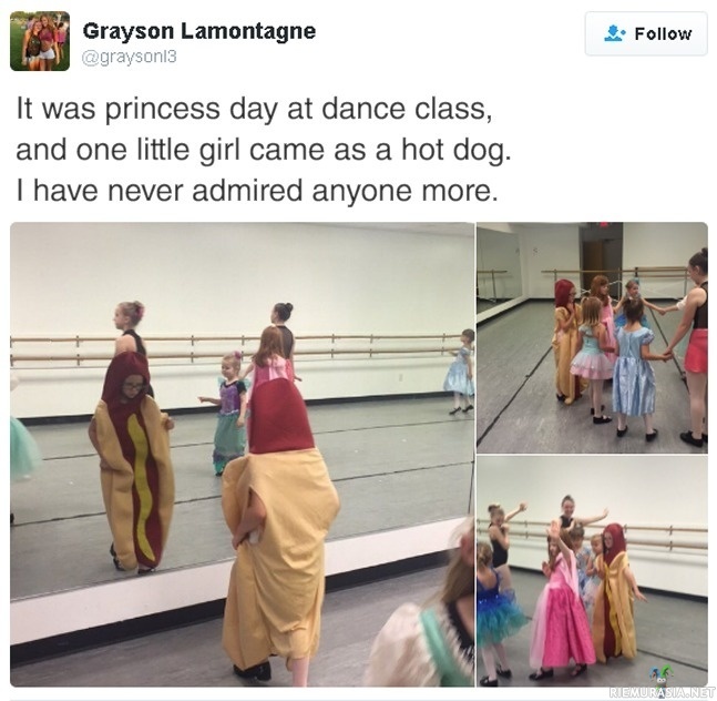 Prinsessapäivä - Tyttö pukeutui hodariksi tanssiryhmän prinsessapäivänä