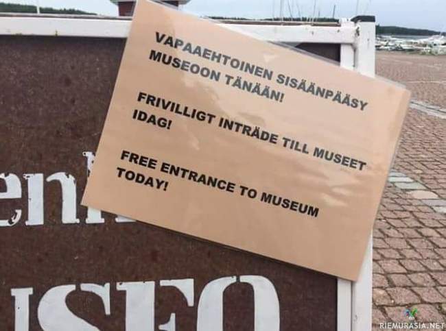 Vapaaehtoinen sisäänpääsy museoon tänään - Muina päivinä taitaa olla pakollista?