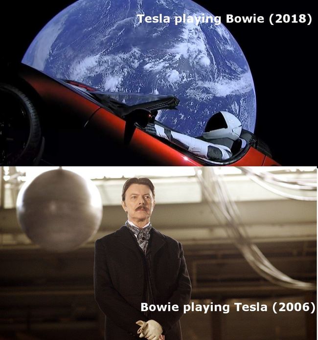 Tesla & Bowie - Tässä pitää tietää 6.2 suorittettu SpaceX Falcon Heavy raketin koelento missä lennätettiin Tesla avaruuteen ja Teslan stereoista soi loopilla David Bowien &quot;Space oddity&quot;