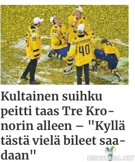 Ruotsalaiset taas kultaisessa suihkussa - Savon Sanomat uutisoi kunnioittavaan sävyyn mestareista. 