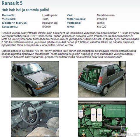 Myydään Renault 5 Turbo Intercooler - Moottoritilavuus 5,5 l