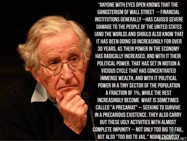 Wall Street (Noam Chomsky) - Yhdysvaltalainen kieli- ja kognitiotieteilijä, filosofi Noam Chomsky (1928 -) kertoo osuvasti Wall Streetistä!
