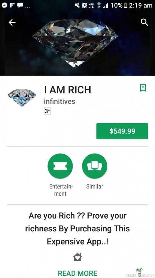 Aplikaatio rikkaille - Haluatko näyttää muille miten tyh.. rikas olet?