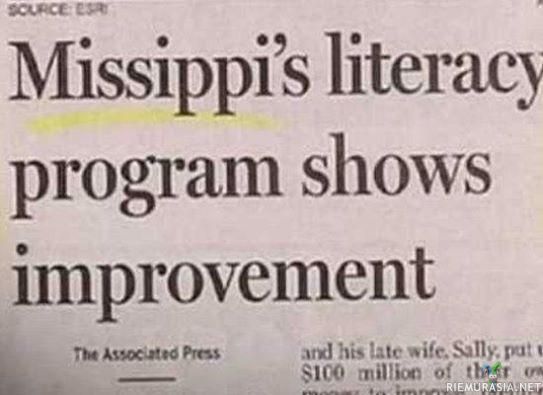 Mississippi - Koulutusta tarvitaan.
