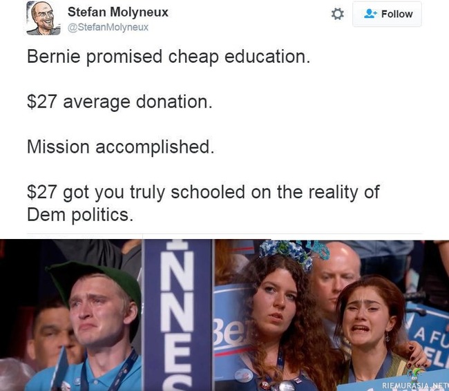 Halpa koulutus - Bernie Sanders jätti miljoonat nuoret nalliksi kalliolle antaessaan tukensa Hillary Clintonille sabotoidun kampanjansa päätteeksi