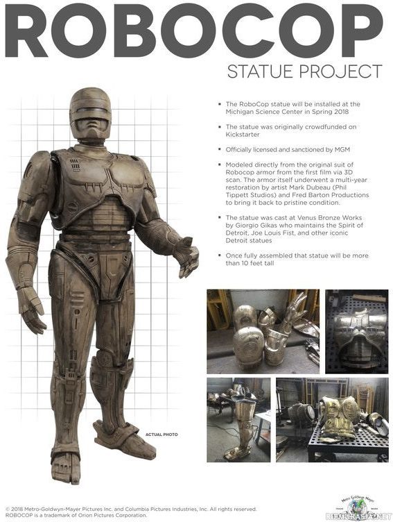 Detroit saa viimeinkin Robocop-patsaan! - Detroitiin nousee kaikkien näiden vuosien jälkeen patsas Robocopista.