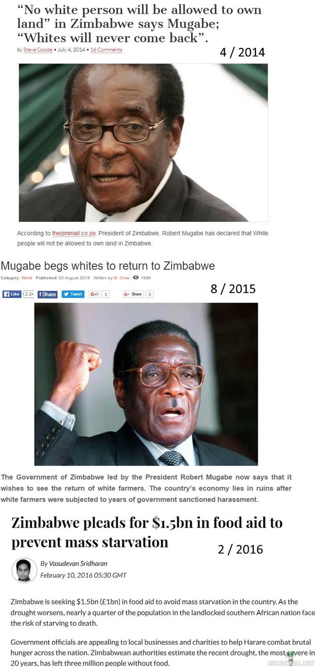 Kun poliittinen päätös menee päin honkia - Ironia kettuilee, toivottavasti Zimbabwe:n tilanne kääntyy kuitenkin hieman järkevämpään suuntaan. (Ei tosin meihin suomalaisiin paljoa vaikuta)