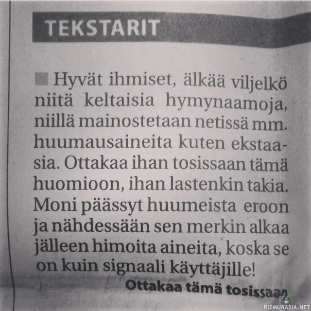 Välttäkää keltaisten hymynaamojen käyttöä