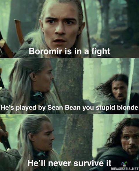 Boromir tarvitsee apua - Aragorn on sitä mieltä ettei kannata mennä apuun