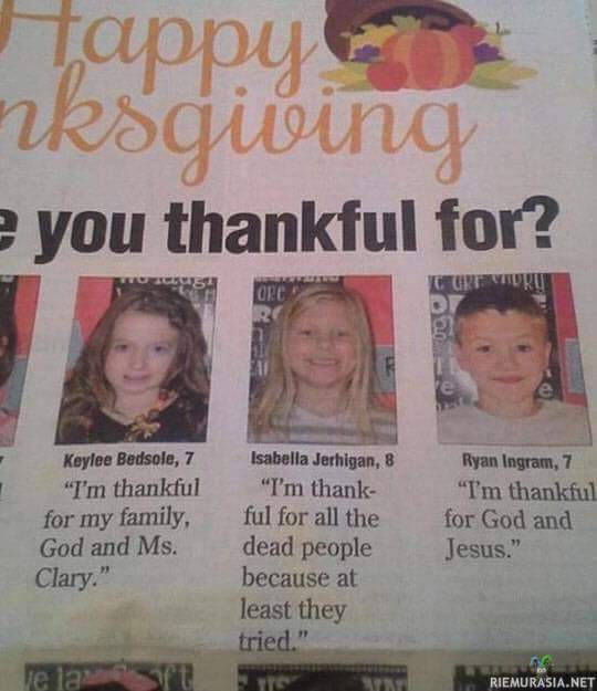 Mistä olet kiitollinen?