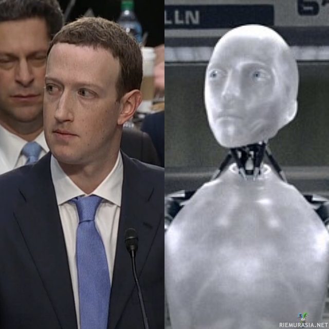Samaa näköä - Mark Zuckenberg & I robot elokuvan robotissa on samaa näköä
