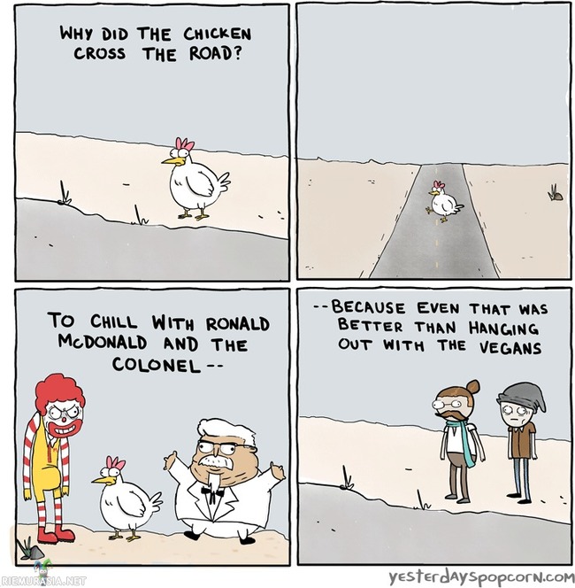 Miksi kana ylitti tien