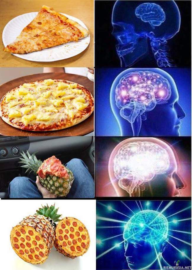 Ananas ja pizza - Ananasta pizzaan, pizzaa ananakseen, pizzaa ananaksella vai pizza-ananasta? En tiedä enää!