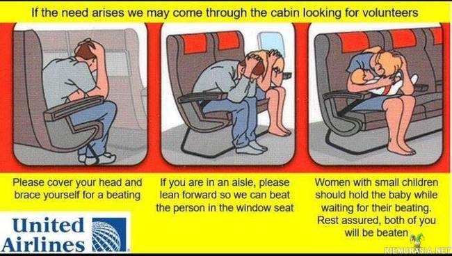 United airlinesin ohjeet matkustajille - Kun lento on taas ylibuukattu ja etsitään &quot;vapaaehtoisia&quot; poistettavaksi lentokoneesta
